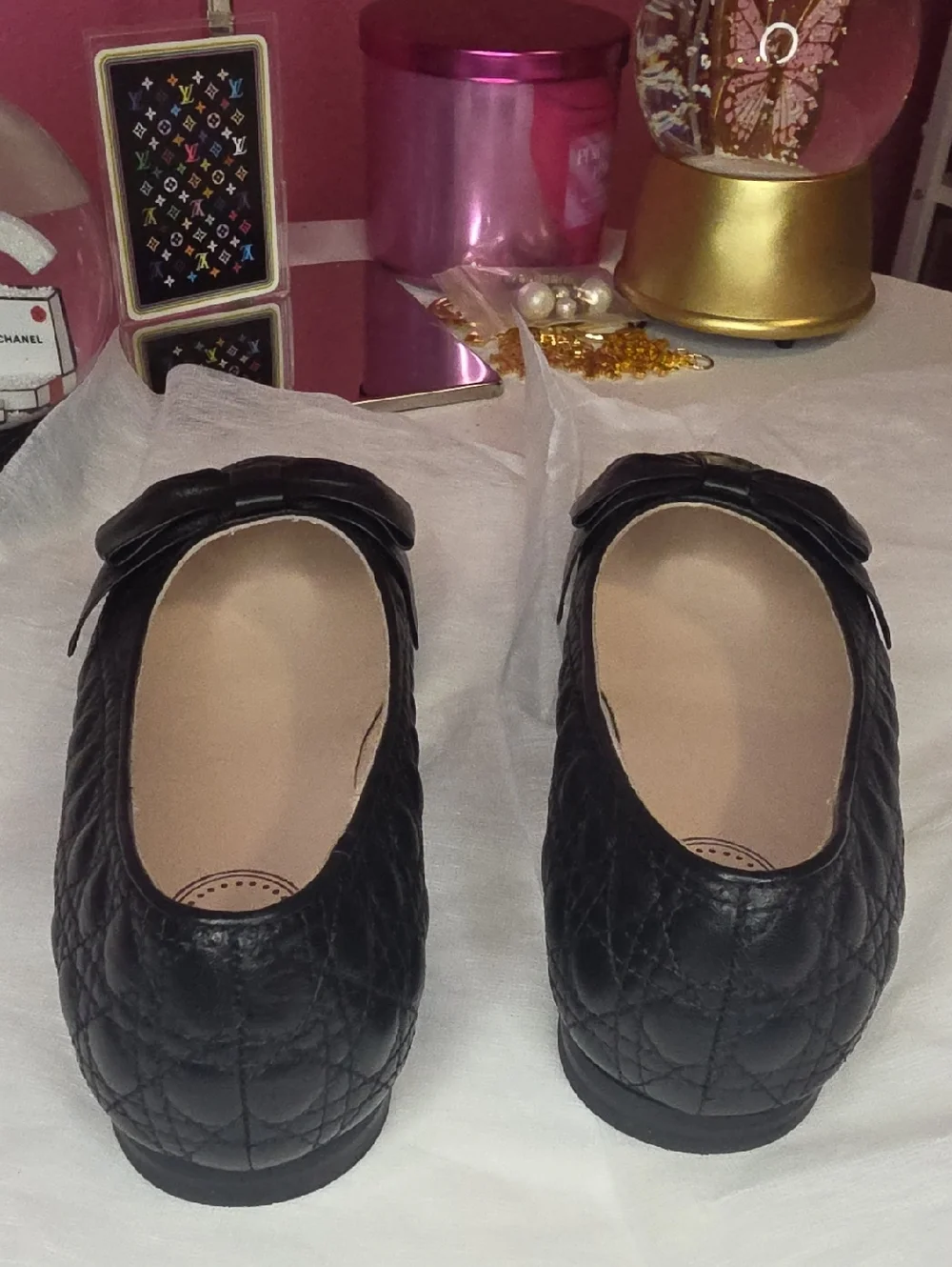 Dior Girls Quilted Leather Bow Ballet Flats! Size US 2